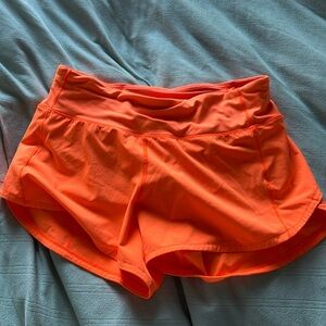 Lululemon Neon Orange Running Shorts